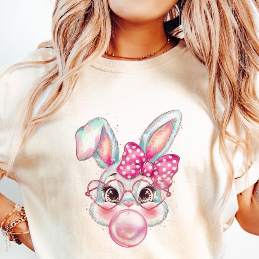 Coquette Easter Bunny Bubblegum T-shirt - Picture 1 of 3